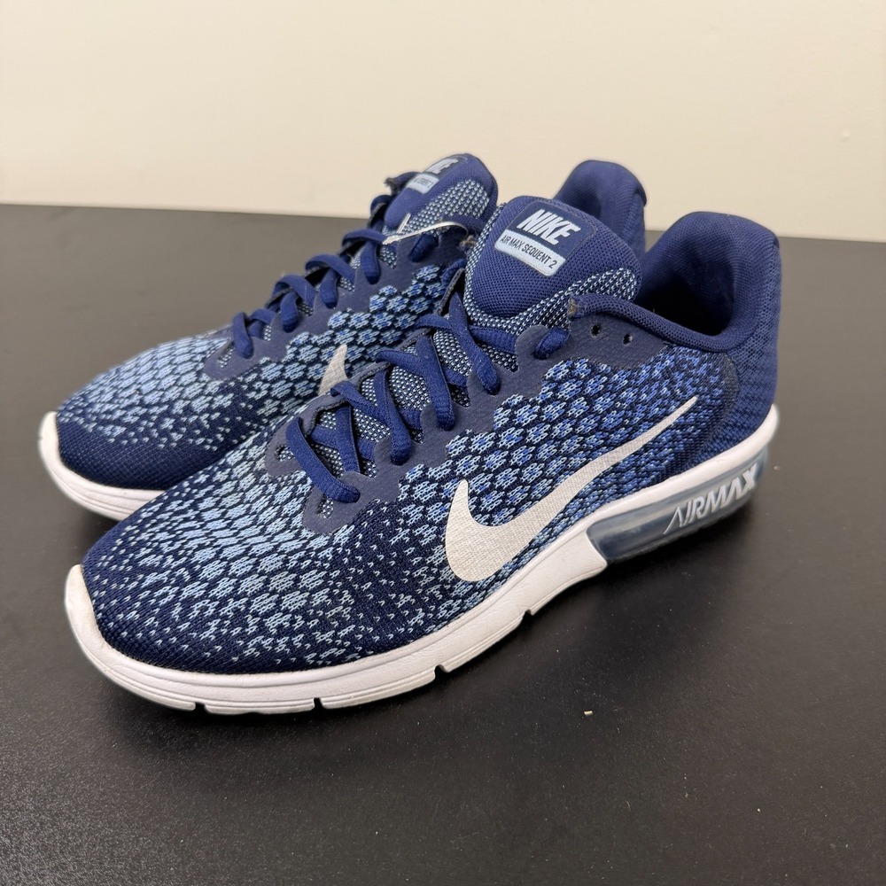 Nike Air Max Sequent 2 Shoes Women's 8.5 Blue Lace-Up Athletic Sneakers Casual